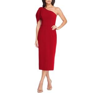 Dress the Population Tiffany One Shoulder Bow Sheath Dress Garnet Red XXL NWT